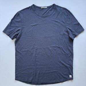 MARINE LAYER Short Sleeve Crew Neck T-Shirt Mens Small Blue Striped Slub USA‎